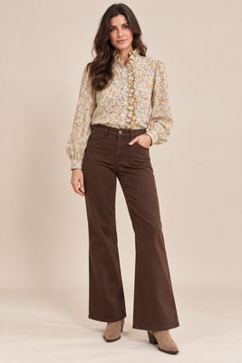 The Amelia Floral Blouse In Brown