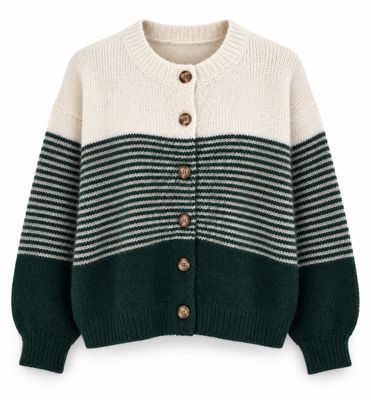 The Erin Stripe Cardigan In Bottle Green