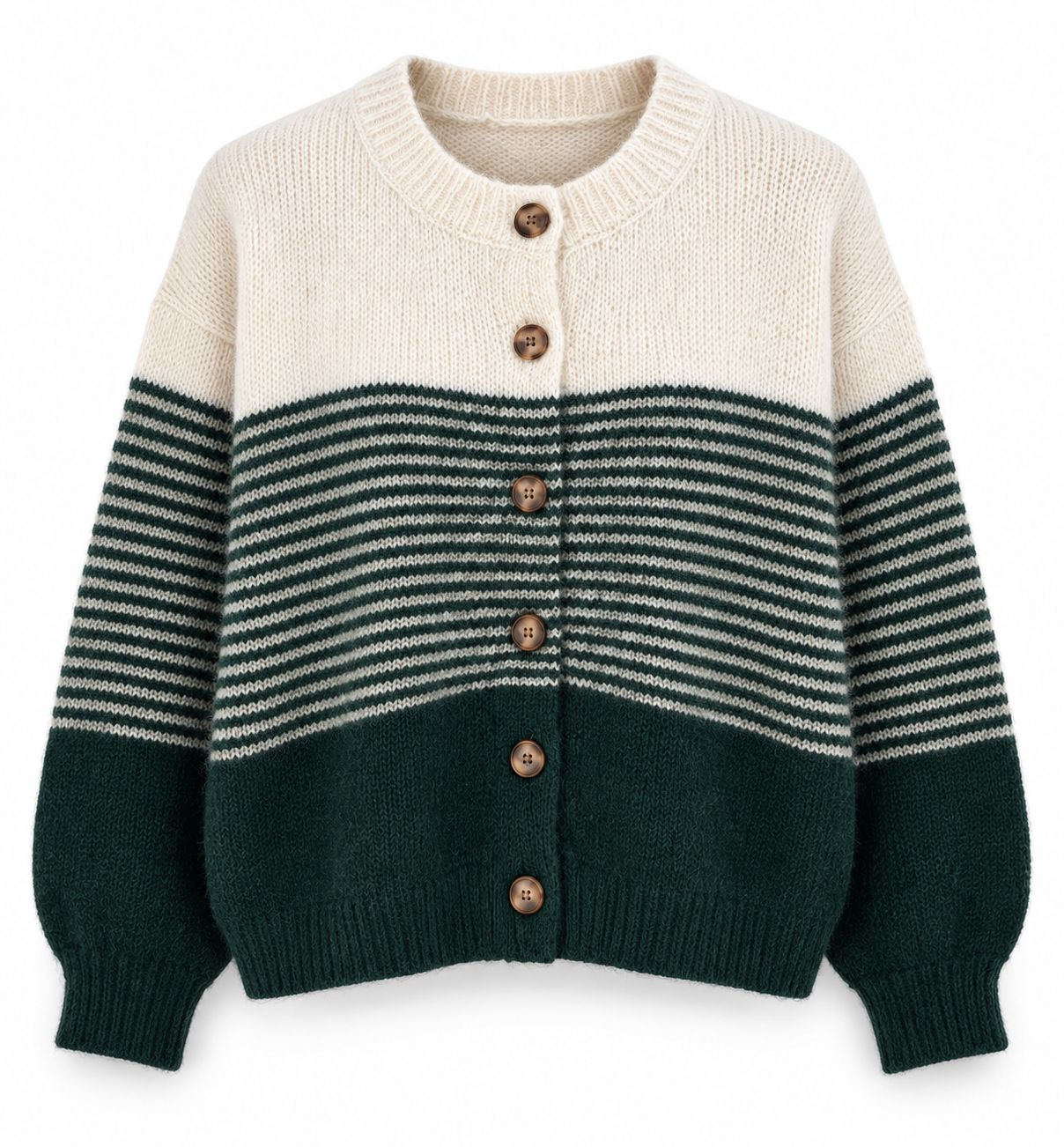 The Erin Stripe Cardigan In Bottle Green