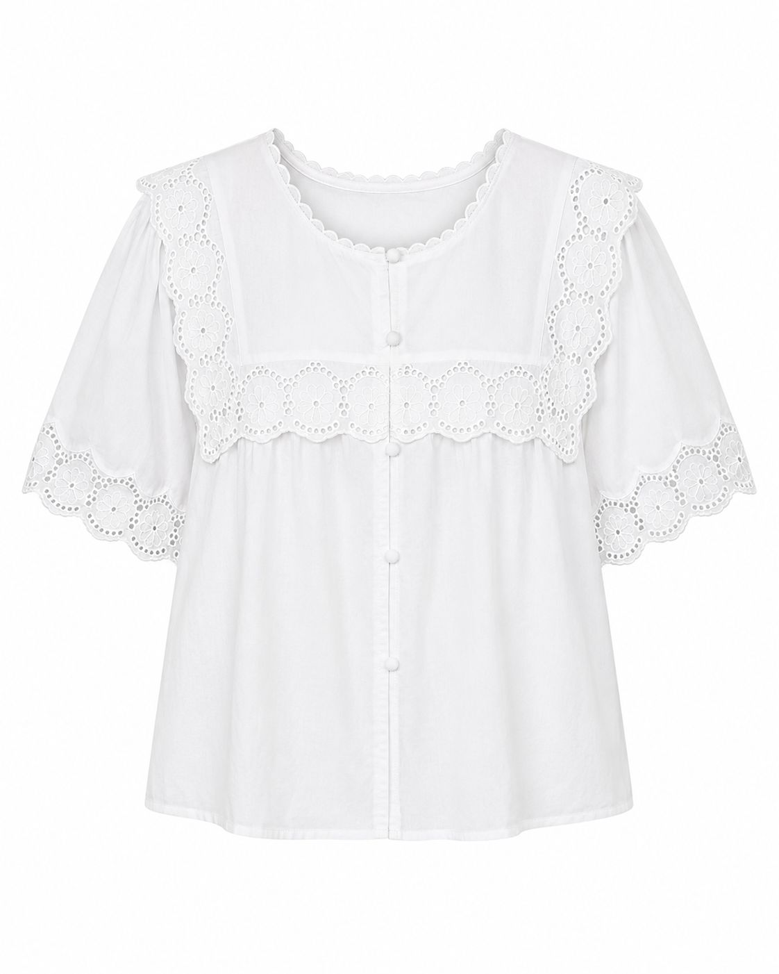 The Isla Embroidery Anglaise Blouse In White