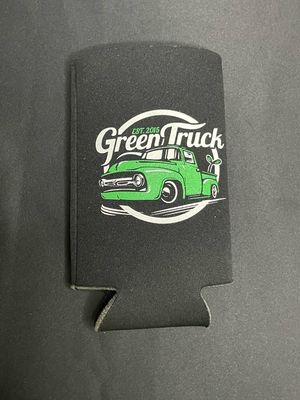 Green truck beer koozie