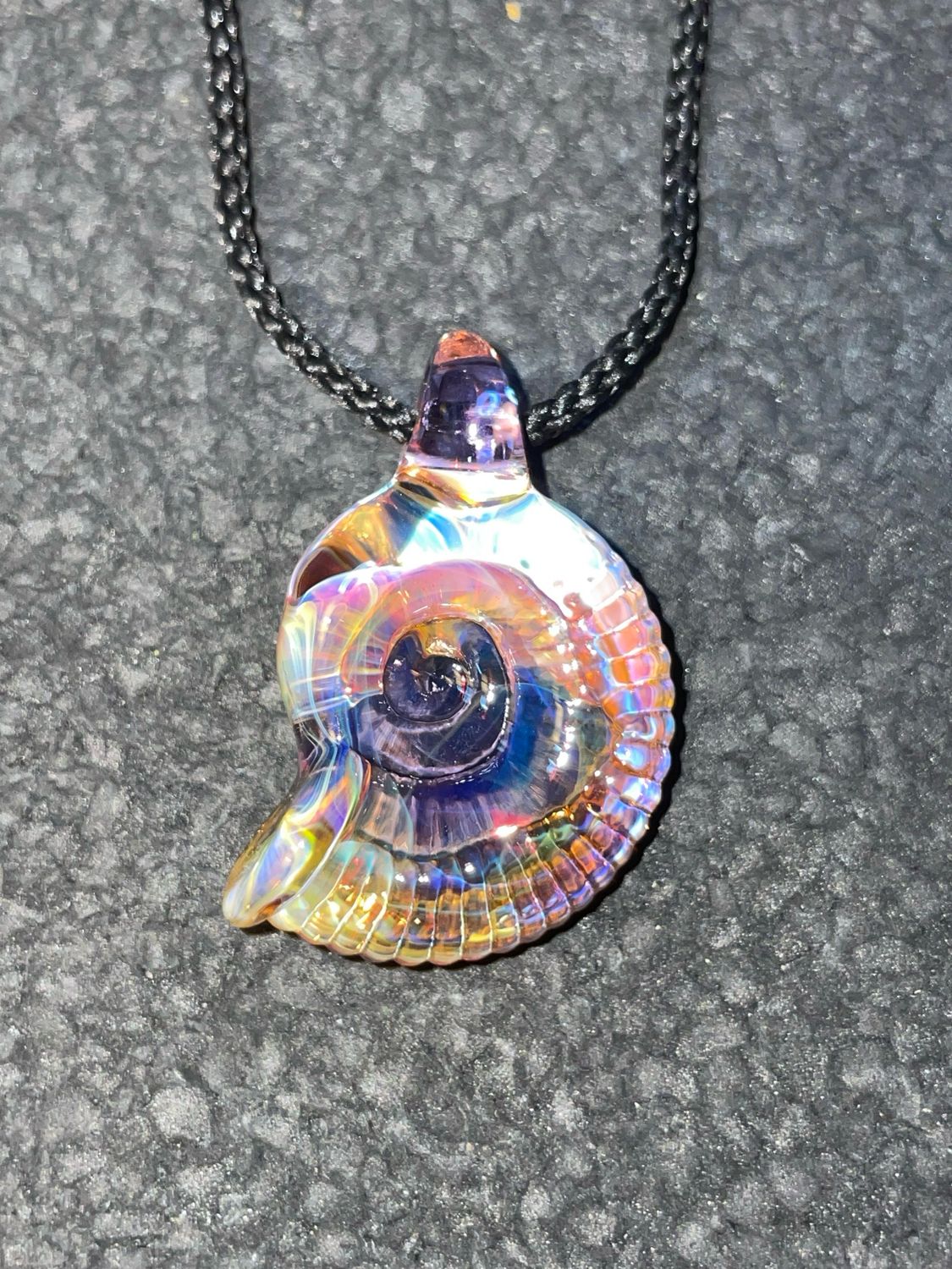 Ammonite pendant rainbow beerglass #1