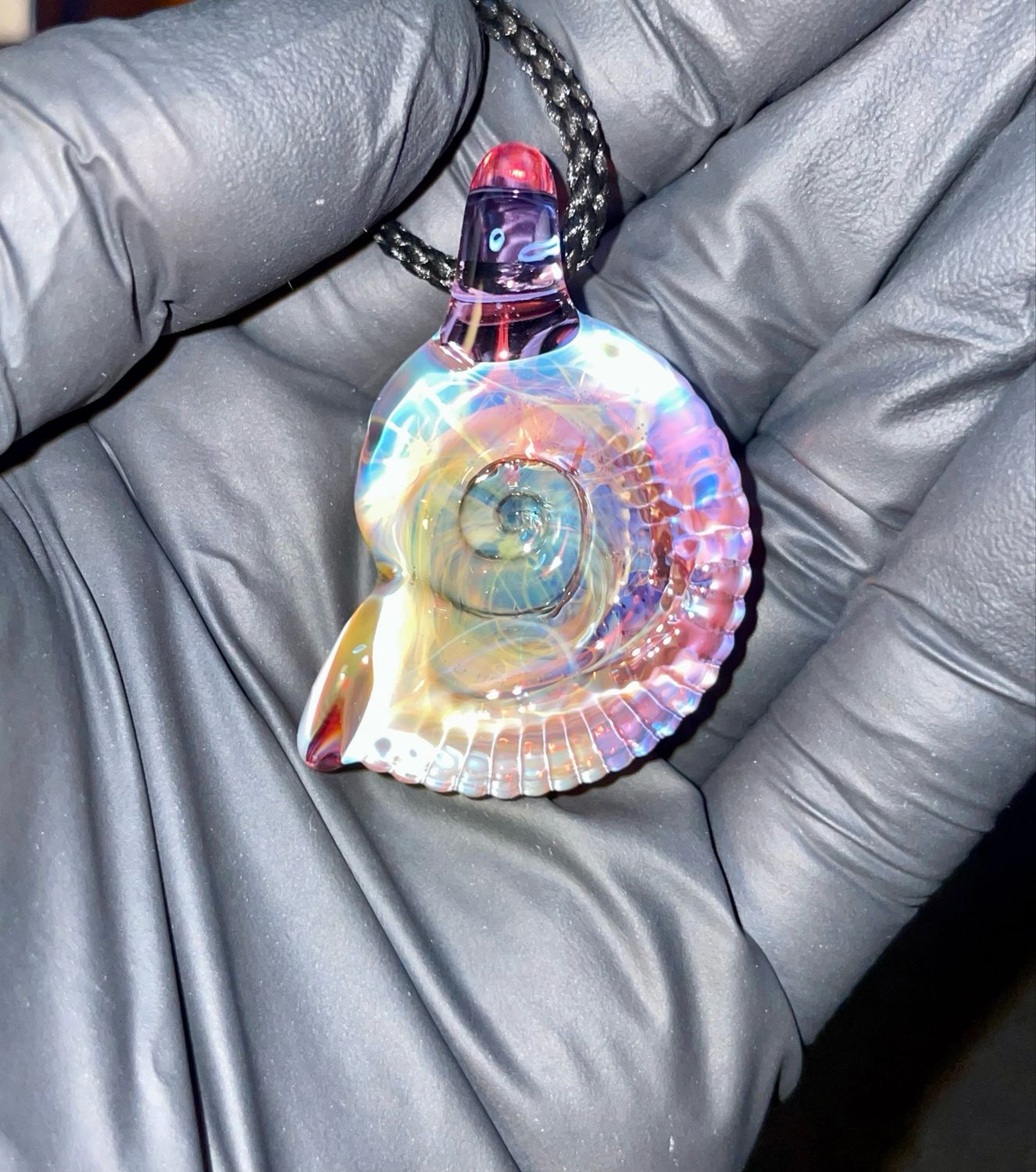 Ammonite pendant rainbow beerglass #3