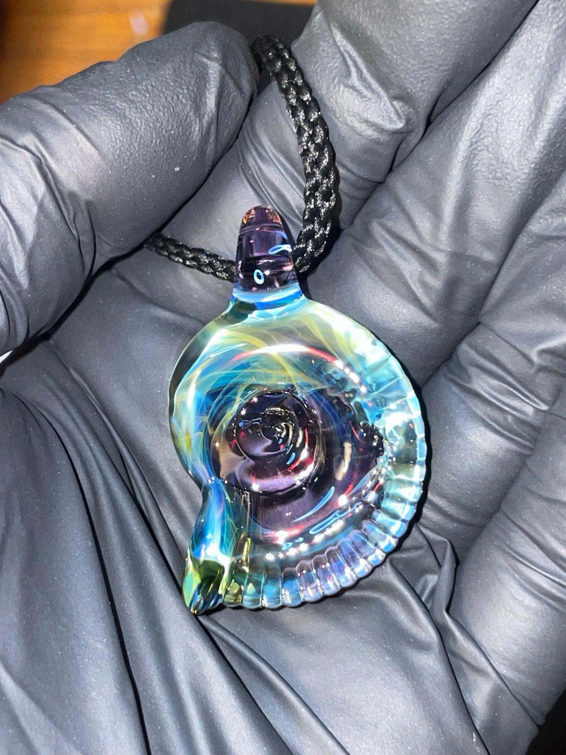 Ammonite pendant sea blue beerglass #7