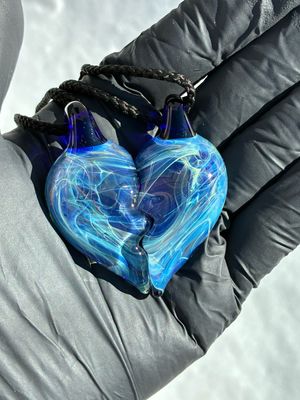 2 halves heart pendant blue