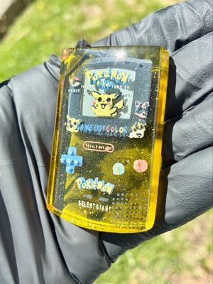 Gameboy color pikachu pendant UV glow in the dark