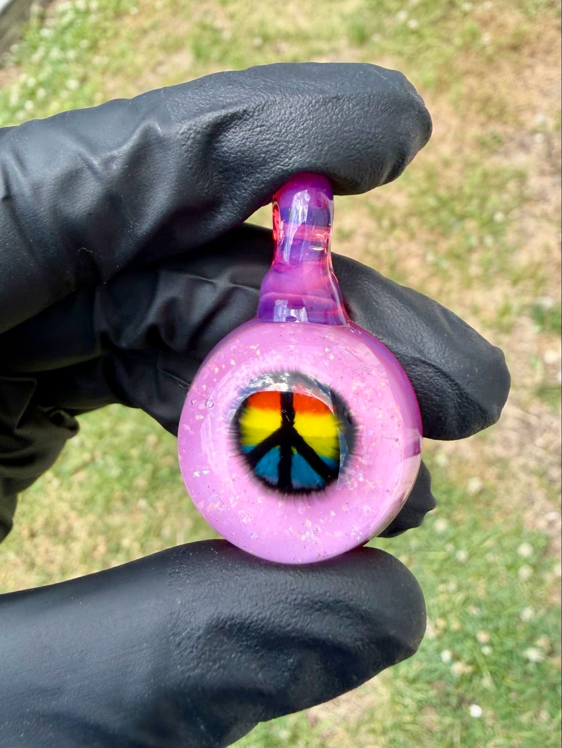 Peace sign crushed opal &amp; karmaline