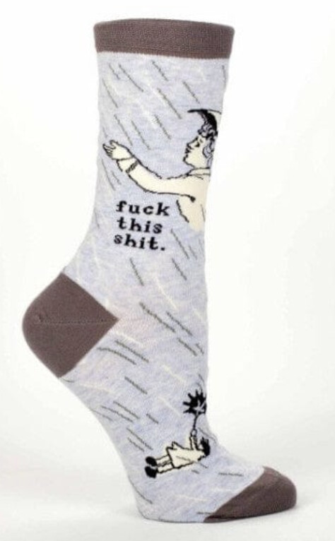 Blue Q  woman&#39;s crew socks, Theme: Fuck this shit