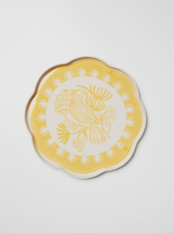 Del Sol Bird Platter Mustard