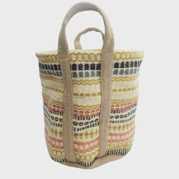 Jute Storage basket - Mixed Colour Pattern 60x43cm
