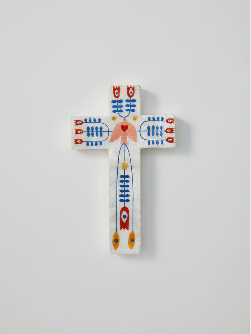 Tulum Cross small bird wall tile