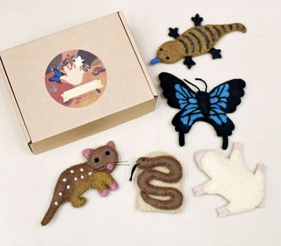 Butterfly set of 5 felt finger puppets