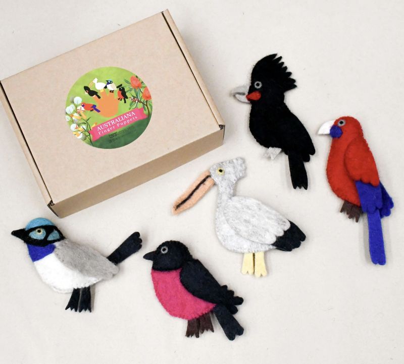 Australian colourful birds Felt Finger Puppets