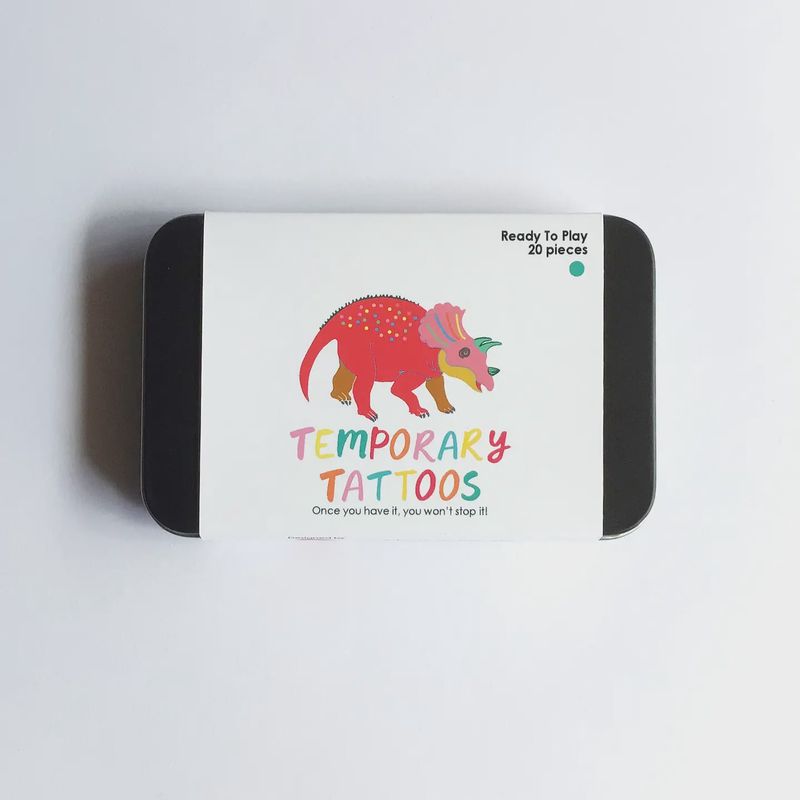 Temporary Tattoos Dinosaur in tin