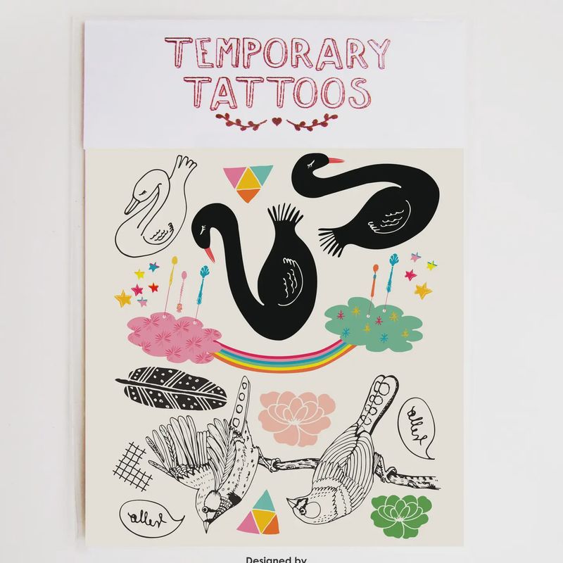 Swans and birds temporary tattoos