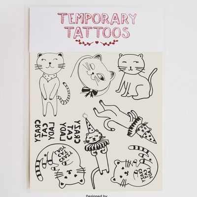 Crazy Cat lady temporary tattoos