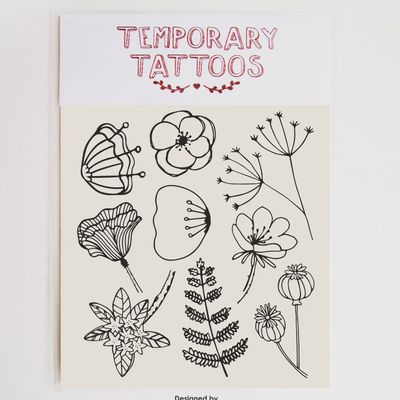 Flower and Fern Temporary Tattoos