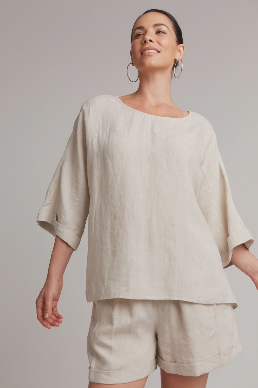 Studio Relaxed top 100% Linen, Colour: Tusk