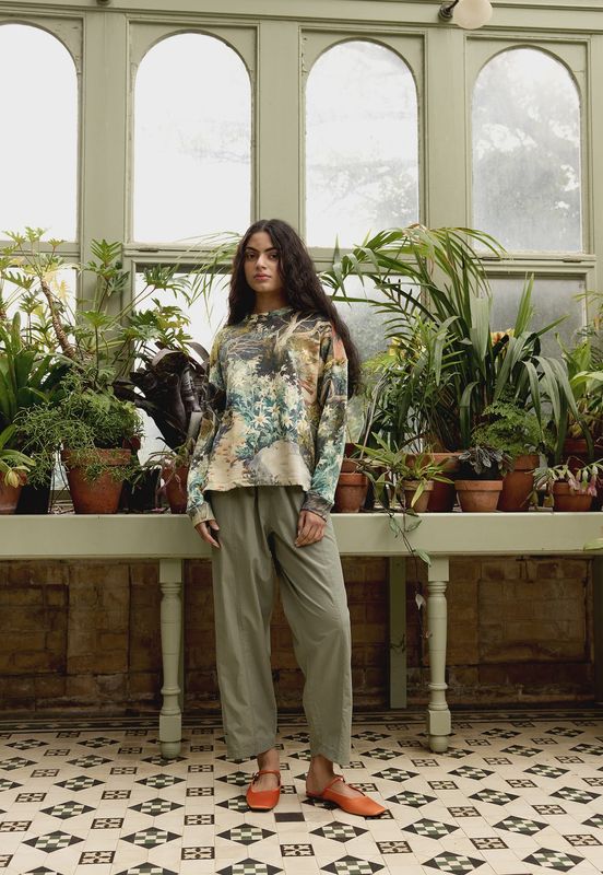 Eva Sweatshirt Flannel Flower by Nancy Bird