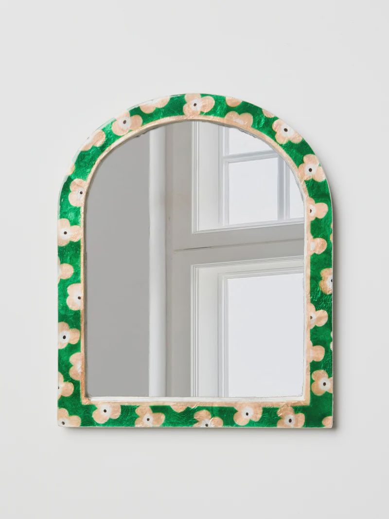 Paradis green floral mirror
