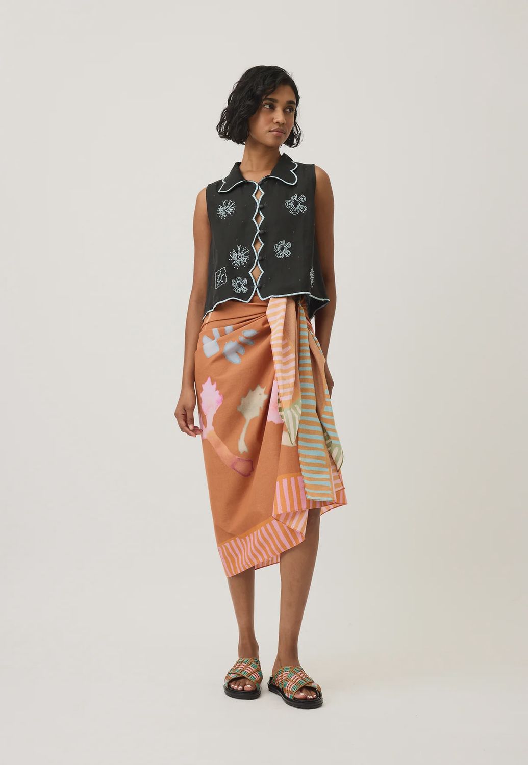 Nancy bird ~ Sarong watercolour ochre