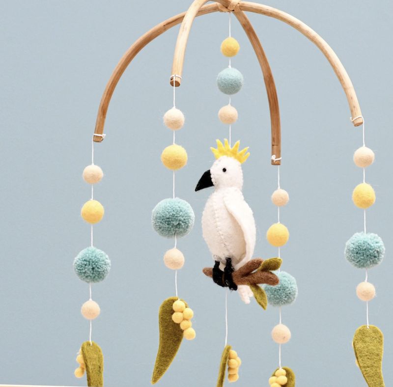 Cockatoo Felt Baby Cot Mobile