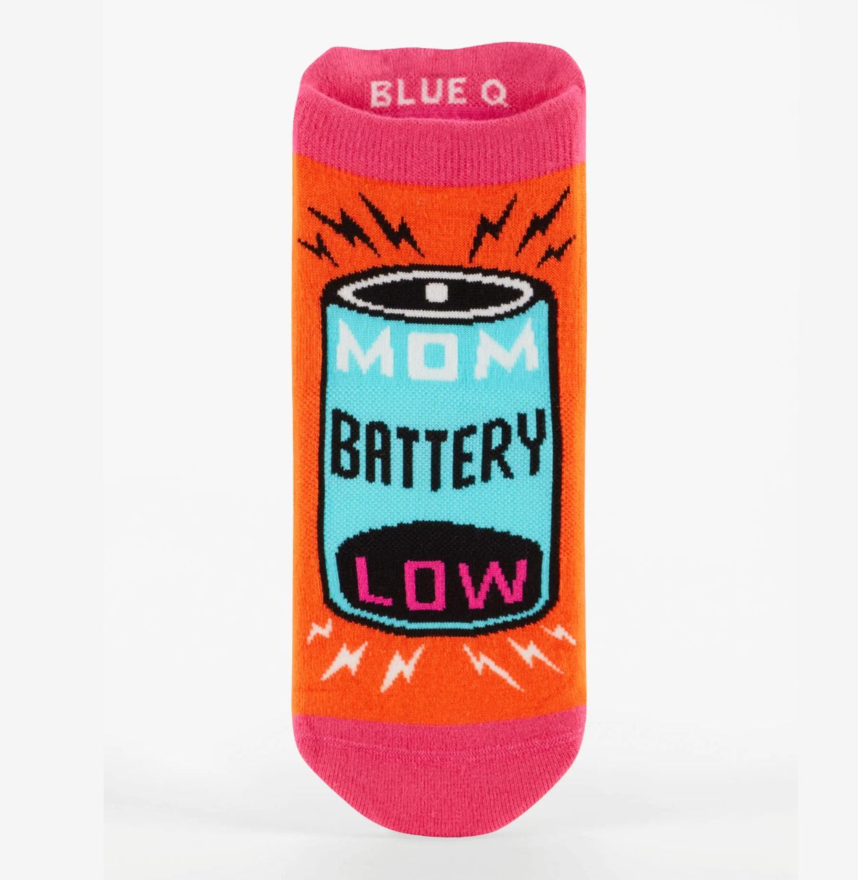 Blue Q Sneaker Socks, Theme: Mum battery low