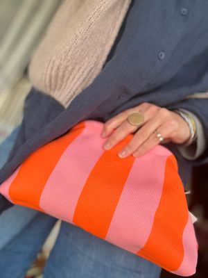 Stripey snappy clutch bag
