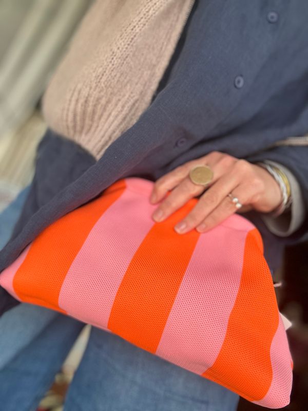 Stripey snappy clutch bag
