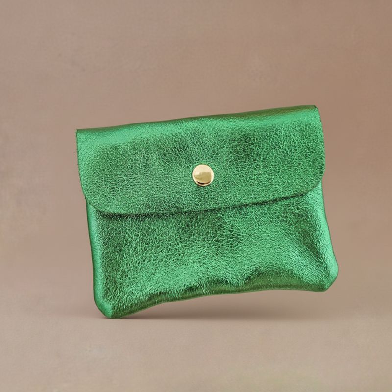 Cowhide leather coin purse Kangoobis: Grass green