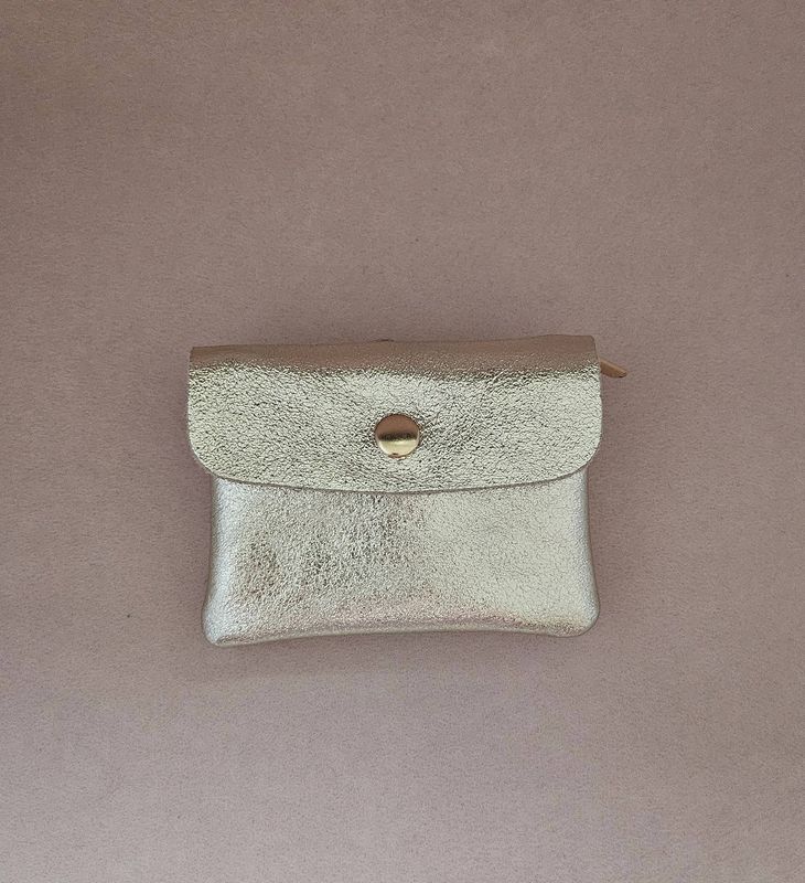 Cowhide leather coin purse Kangoobis gold
