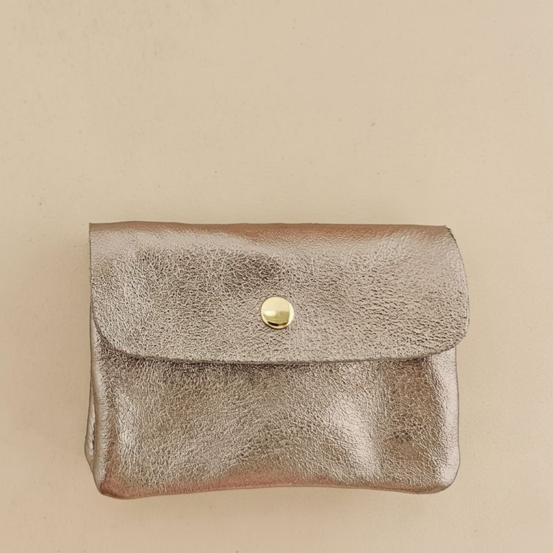 Cowhide leather coin purse Kangoobis: Steely