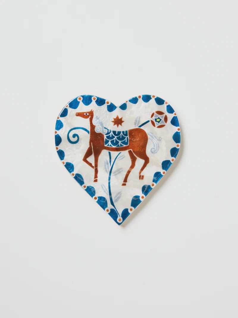 Jones and Co Paloma Heart White Horse Wall Tile