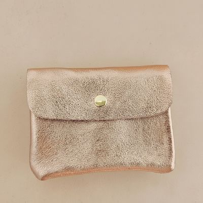 Cowhide leather coin purse Kangoobis: Nude