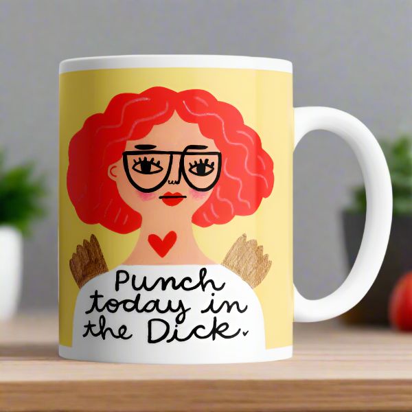 Punch Today in The Dick Grumpy Angel Mug
