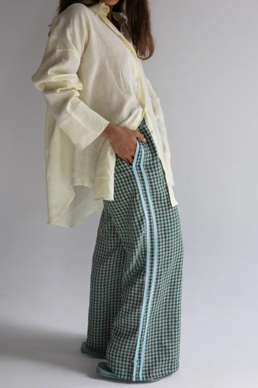 Locolinen green check pant