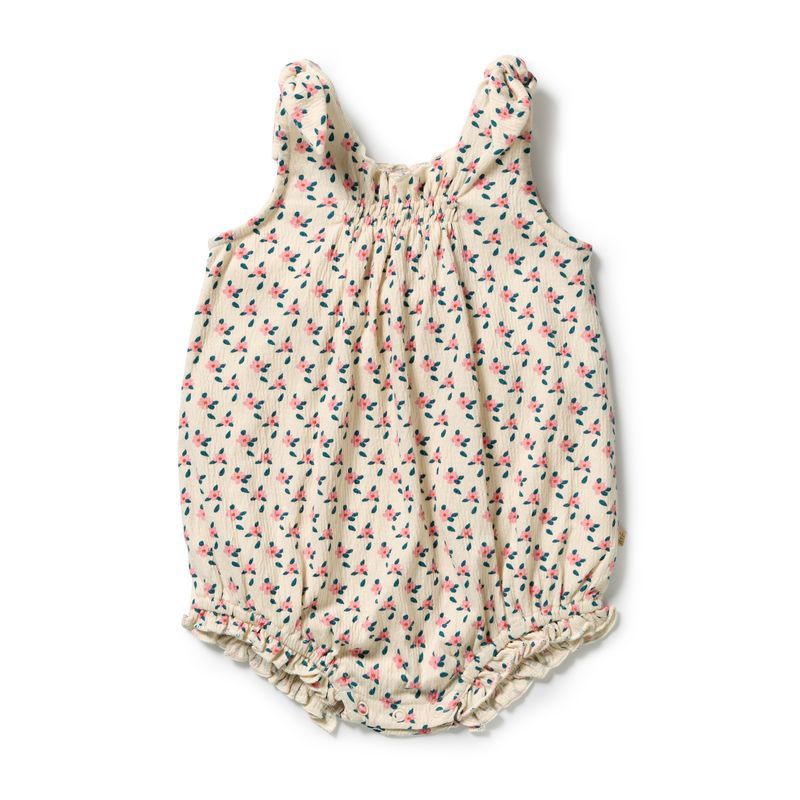 Little blossom Crinkle cotton tie playsuit