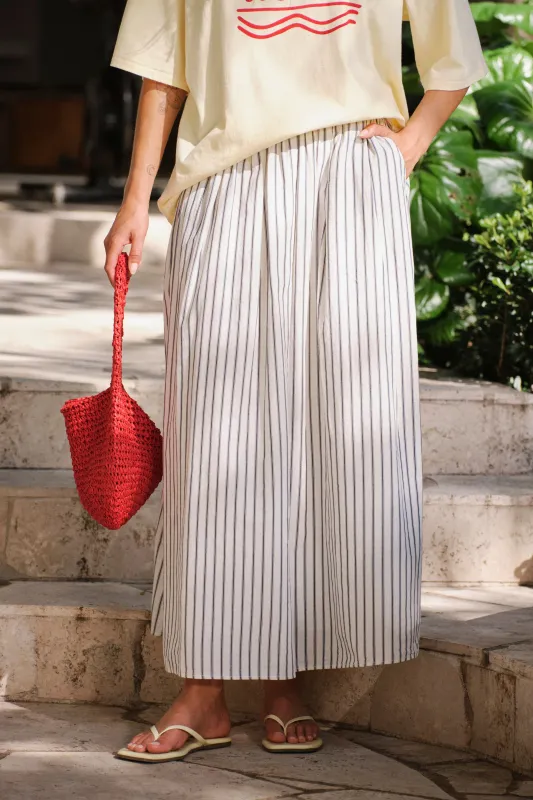 Ceres Florence maxi skirt ~ Winter white and Navy