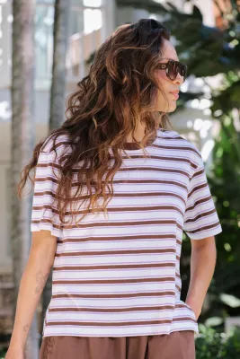 Ceres Stevie slouchy Tee ~ Brunette Orchid stripe Ceres Stevie slouchy Tee ~ Brunette Orchid stripe