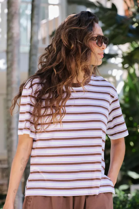 Ceres Stevie slouchy Tee ~ Brunette Orchid stripe