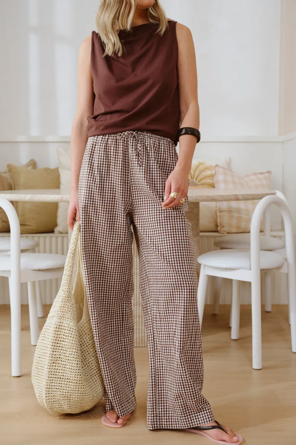 Ceres Life Resort Pant - Chocolate Gingham