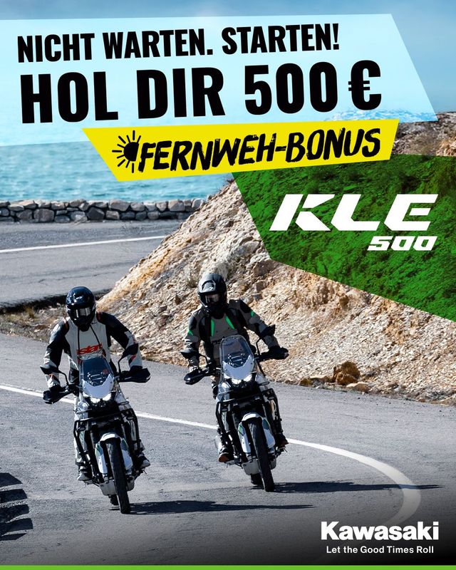 Kawasaki KLE 500 *2026* | Neuheit | Hol dir 500 € Fernweh-Bonus Kawasaki KLE 500 *2026* | Neuheit | Hol dir 500 € Fernweh-Bonus