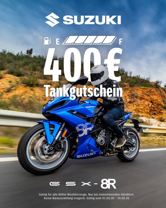 Suzuki GSX-8R *2026, alle Farben, Tankgutschein Suzuki GSX-8R *2026, alle Farben, Tankgutschein