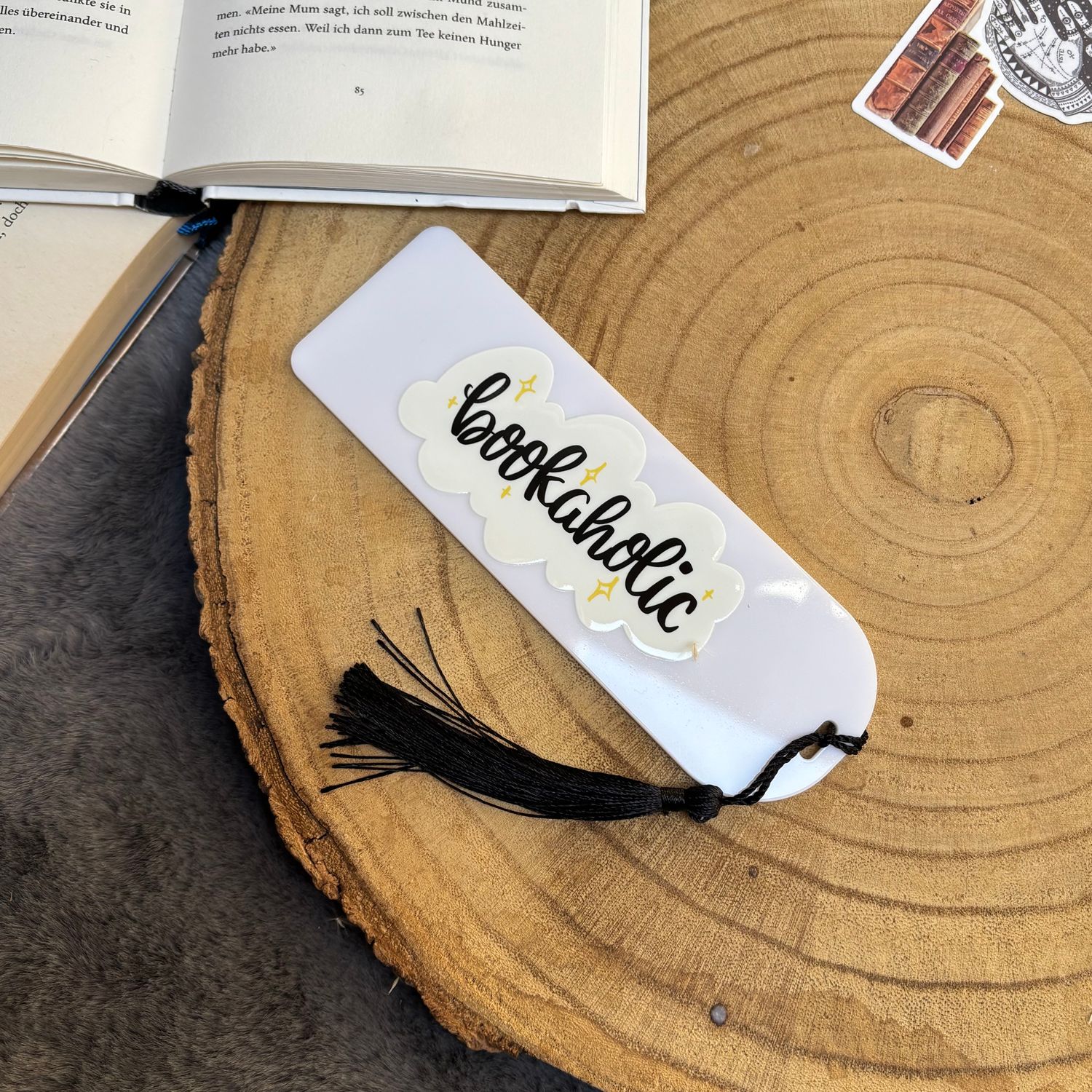 Acryllesezeichen - "Bookaholic" schwarz oder weiß