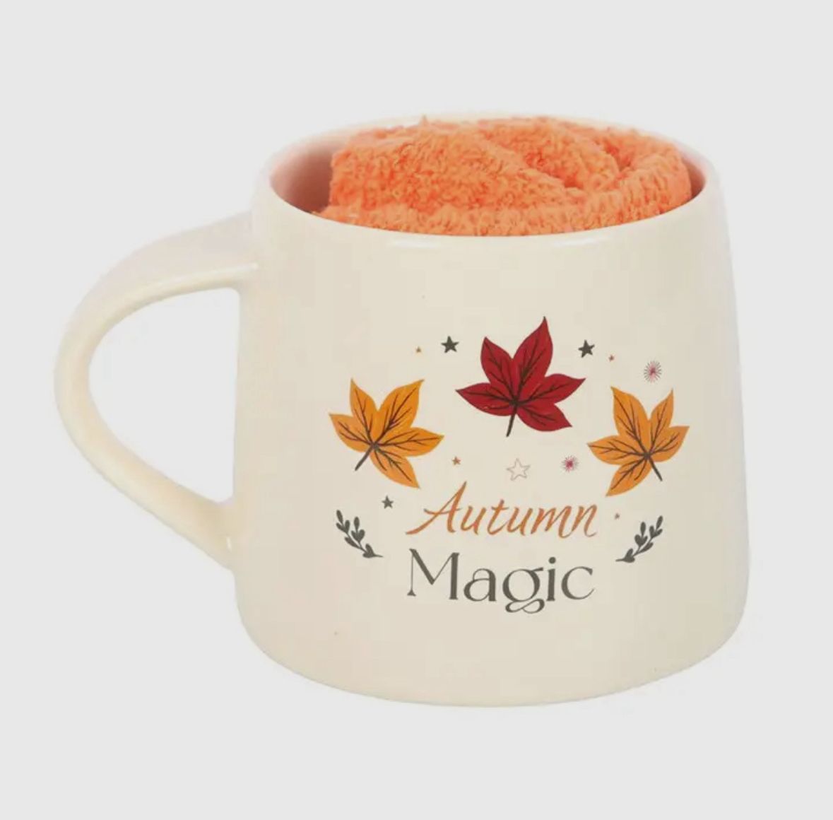 Tasse „Autumn Magic“ – Keramik Becher mit Kuschelsocken, ca. 350–400 ml | Cozy Fall Mug