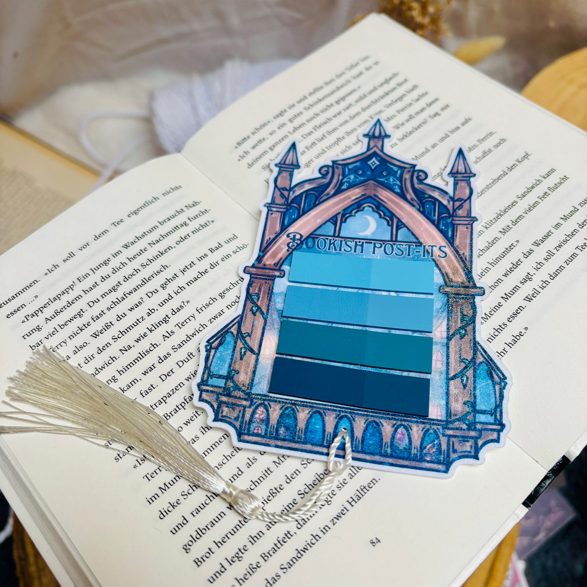 Haftnotizen „Bookish Post-its“ – Gothic Arch (Blau)