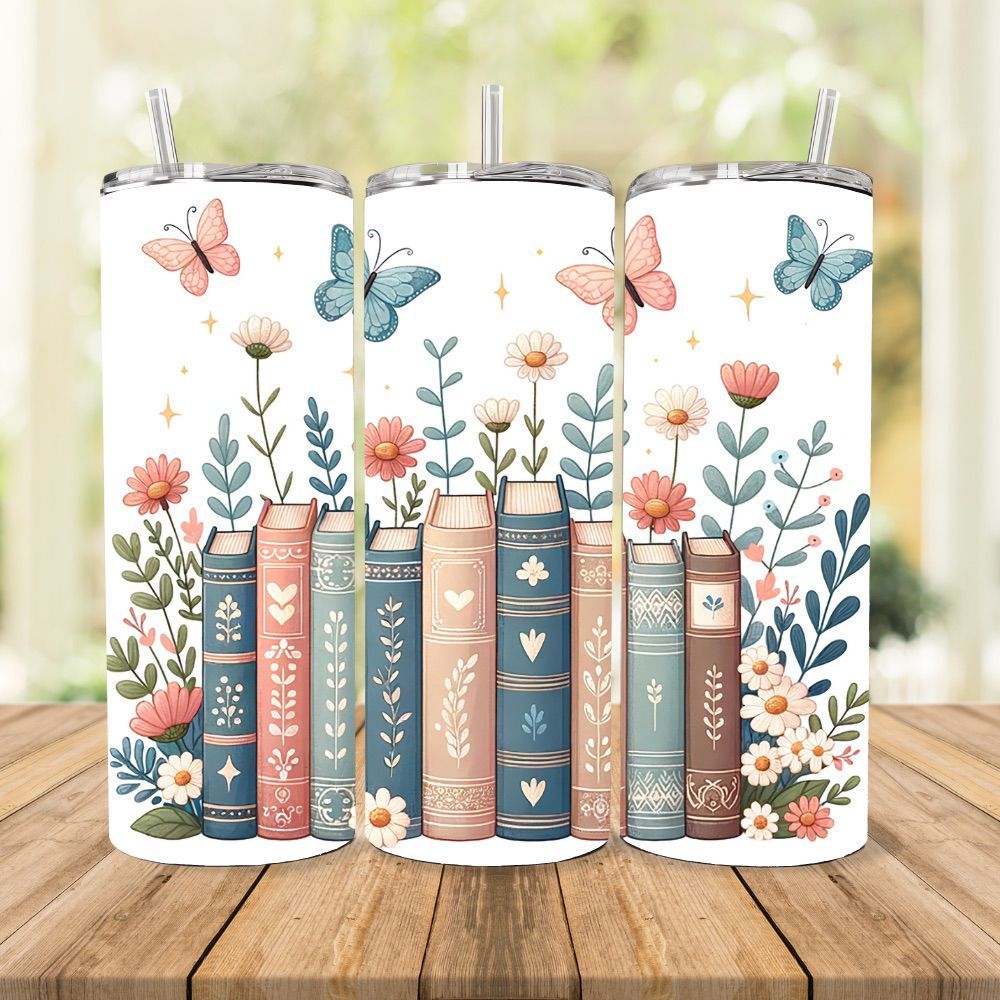 Cottagecore Books & Butterflies - Hot and Cold Tumbler