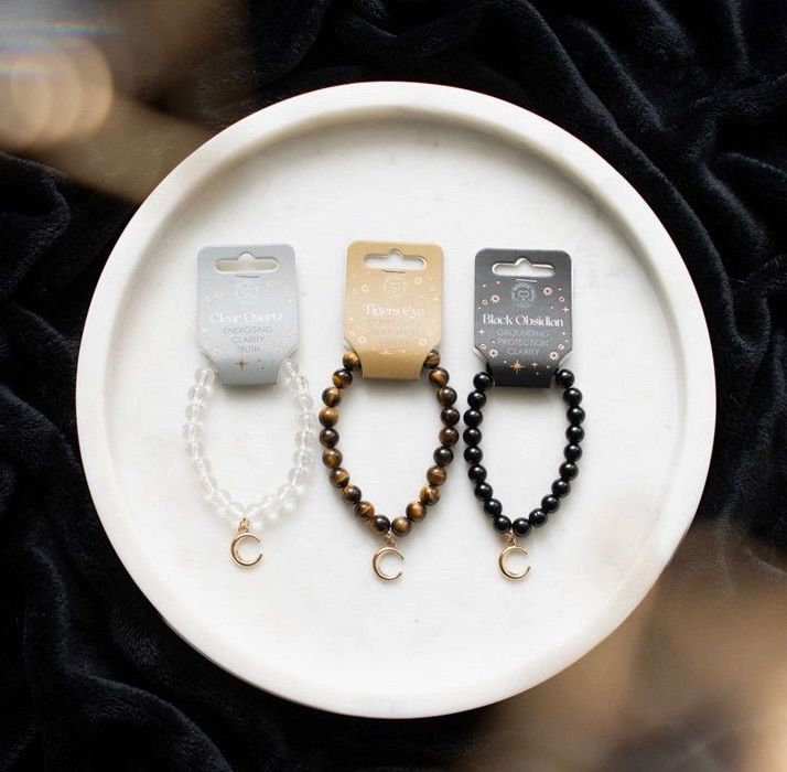 Edelstein-Armband mit Mondanhänger (gold)