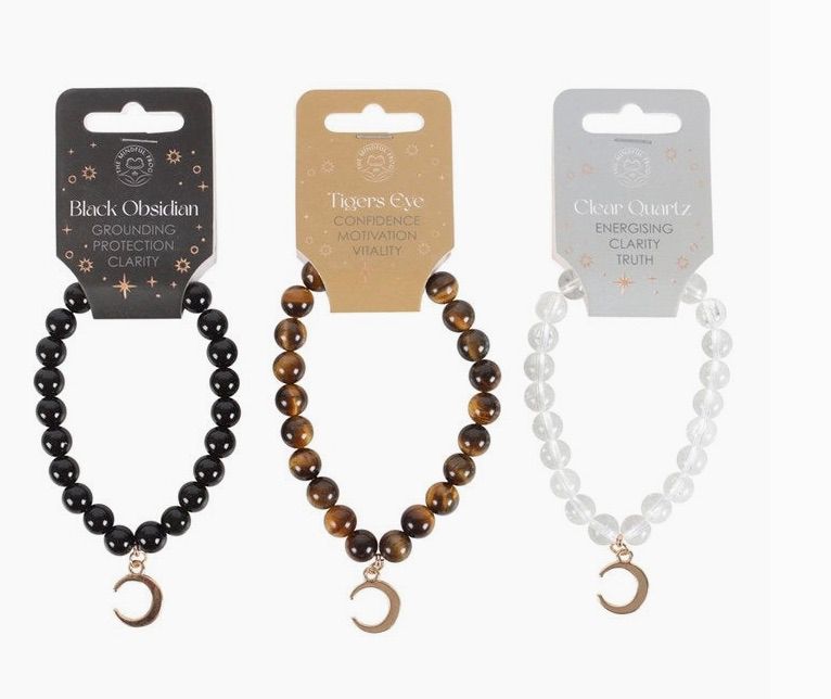 Edelstein-Armband mit Mondanhänger (gold)