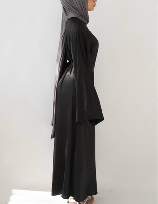 Liya Abaya Satin - Black
